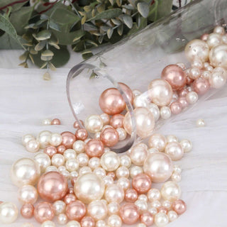 Captivating Rose Gold and Off White Lustrous Faux Pearl Beads Vase Fillers Captivating Rose Gold and Off White Lustrous Faux Pearl Beads Vase Fillers