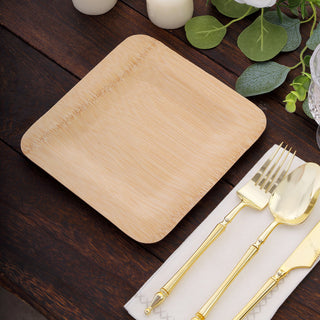 9" Eco Friendly Bamboo Square Disposable Dinner Plates