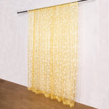 8ftx8ft Gold Embroider Sequin Event Curtain Drapes, Sparkly Sheer Backdrop Event Panel Embroidery 