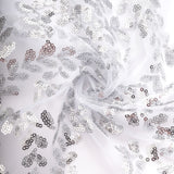 8ftx8ft Silver Embroider Sequin Event Curtain Drapes, Sparkly Sheer Backdrop Event Panel#whtbkgd