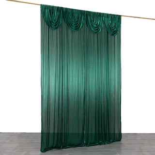 Versatile and Elegant: The Hunter Emerald Green Double Drape Pleated Satin Drapery Panel Versatile and Elegant: The Hunter Emerald Green Double Drape Pleated Satin Drapery Panel
