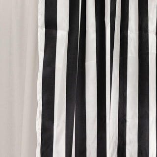 <strong>Luxurious Black and White Striped Satin Backdrop Curtain</strong> <strong>Luxurious Black and White Striped Satin Backdrop Curtain</strong>