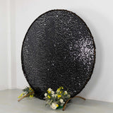 7.5ft Sparkly Black Big Payette Sequin Single Sided Wedding Arch Cover for Round