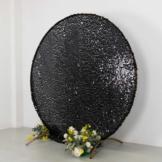 <strong>Opulent Black Big Payette Sequin Round Backdrop Cover </strong>