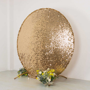 7.5ft Sparkly Gold Big Payette Sequin Wedding Arch Cover for Round Backdrop Stand