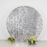 7.5ft Sparkly Silver Big Payette Sequin Single Sided Wedding Arch Cover for Round Backdrop