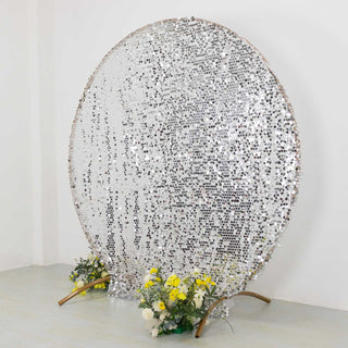 <strong>Dazzling Silver Big Payette Sequin Round Backdrop Cover</strong>