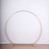 7.5ft Heavy Duty Gold Metal Round Wedding Arbor Floral Balloon Frame, Double Hoop Wedding Arch Photo
