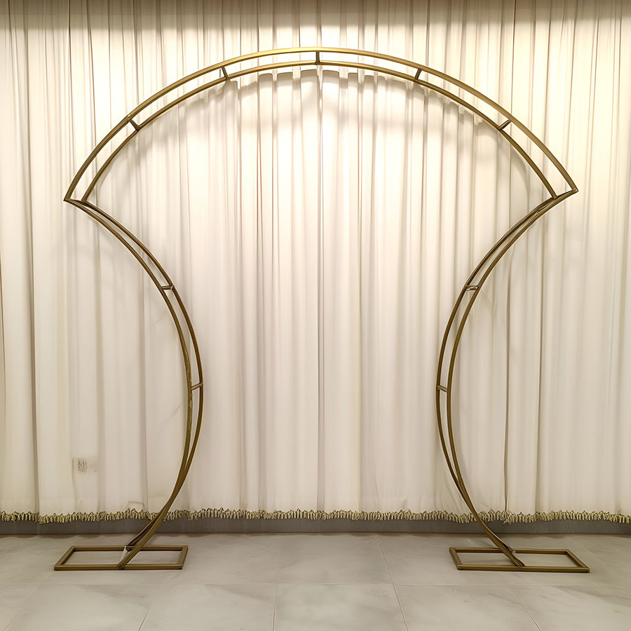 7ft Gold Double-Curved Metal Arch Frame – Backdrop, Balloon & Flower Arrangement Display Stand