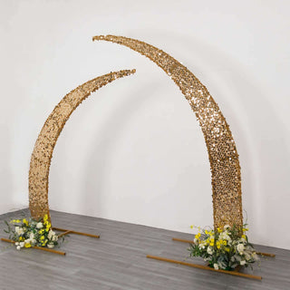 Gold Big Payette Sequin Half Moon Backdrop Stand Covers Gold Big Payette Sequin Half Moon Backdrop Stand Covers