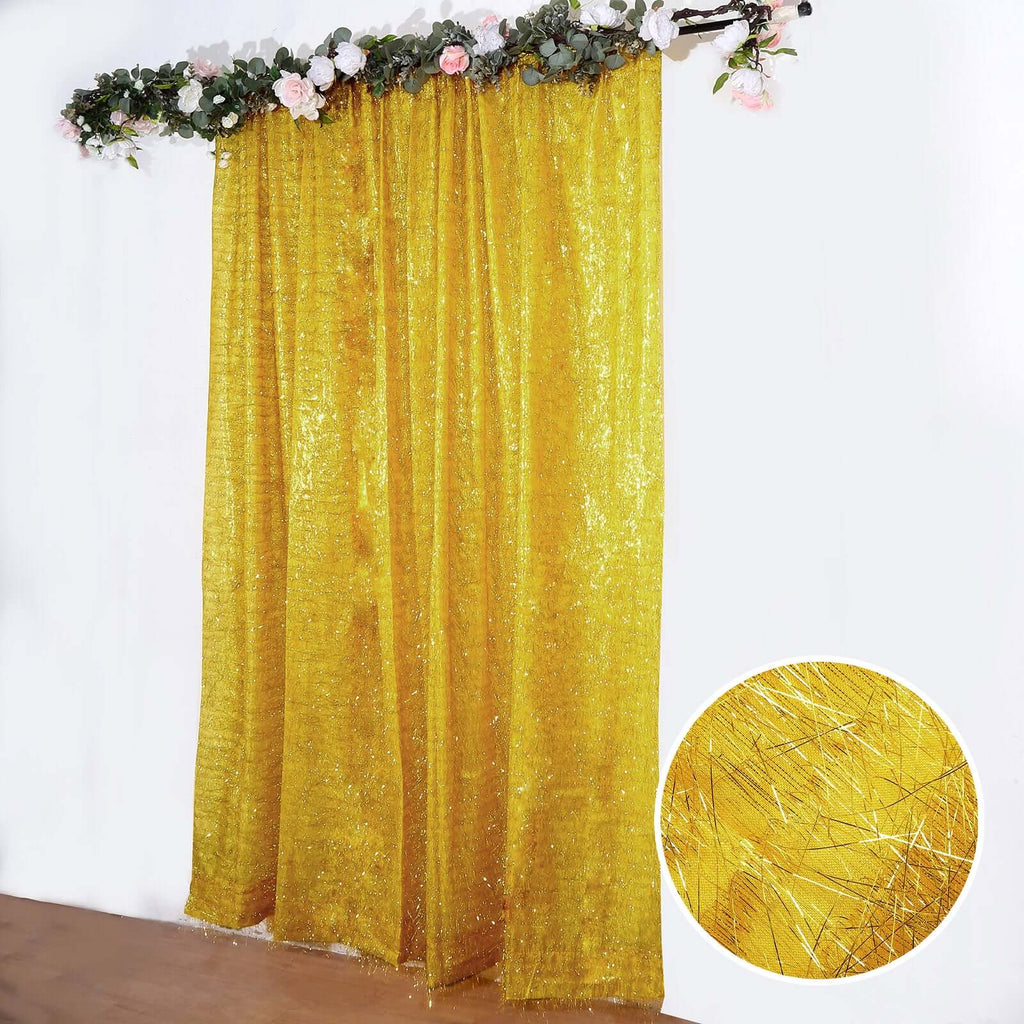 8ft Gold Metallic Fringe Event Drapery Panel