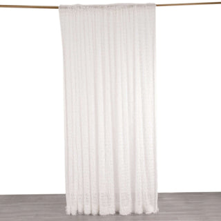 Elevate Your Wedding Decor with the White Fringe Shag Polyester Wedding Drapery Panel Elevate Your Wedding Decor with the White Fringe Shag Polyester Wedding Drapery Panel
