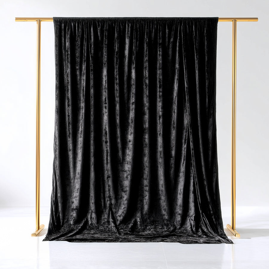 Black Crushed Velvet Backdrop Curtain – 5ft x 10ft Event Drape with Rod Pocket