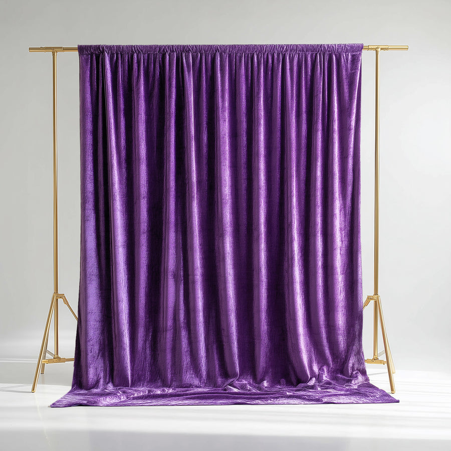 Purple Crushed Velvet Backdrop Curtain – 5ft x 10ft Event Drape with Rod Pocket