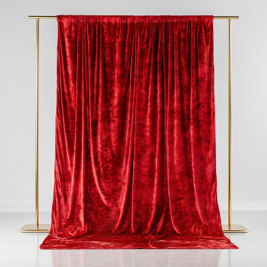 Red Crushed Velvet Backdrop Curtain – 5ft x 10ft Event Drape with Rod Pocket