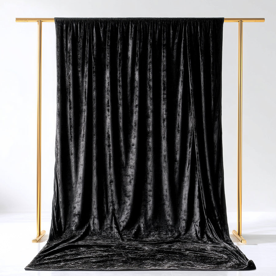 Black Smooth Velvet Backdrop Curtain 5x14ft – Premium Event Drape with Rod Pocket