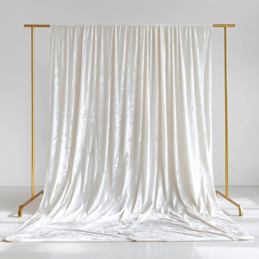 White Smooth Velvet Backdrop Curtain 5x14ft – Premium Event Drape with Rod Pocket