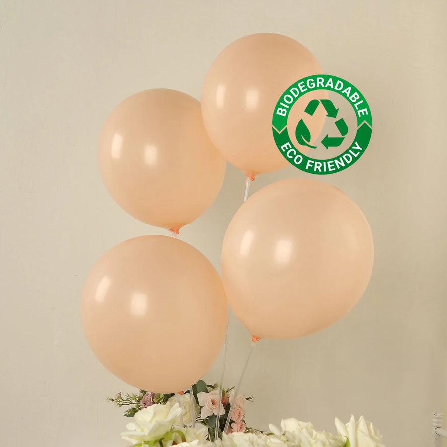 Biodegradable peach balloons with eco-friendly label