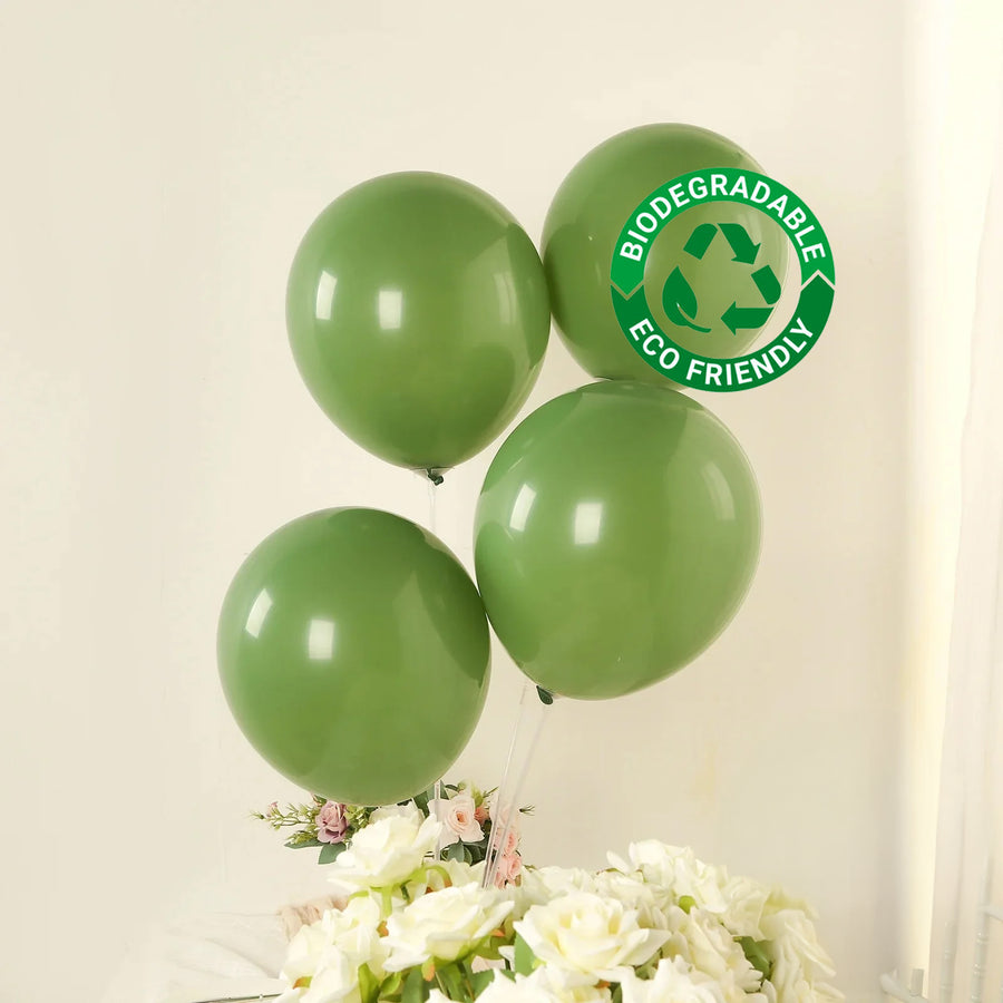 Green biodegradable balloons with eco-friendly label