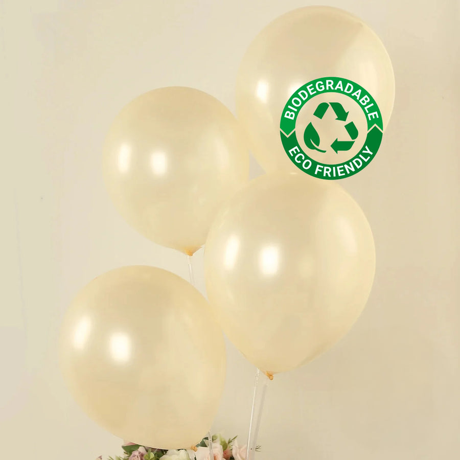 Eco-friendly biodegradable balloons in soft cream color.