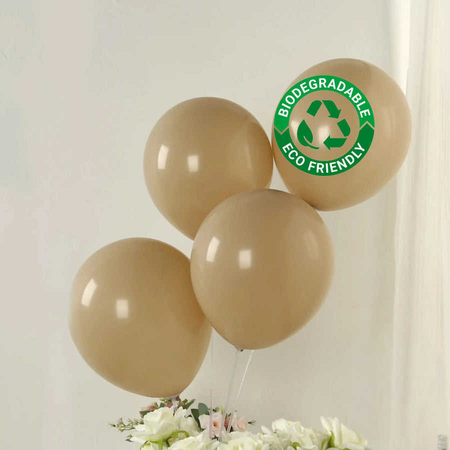 Eco-friendly biodegradable balloons in beige color.