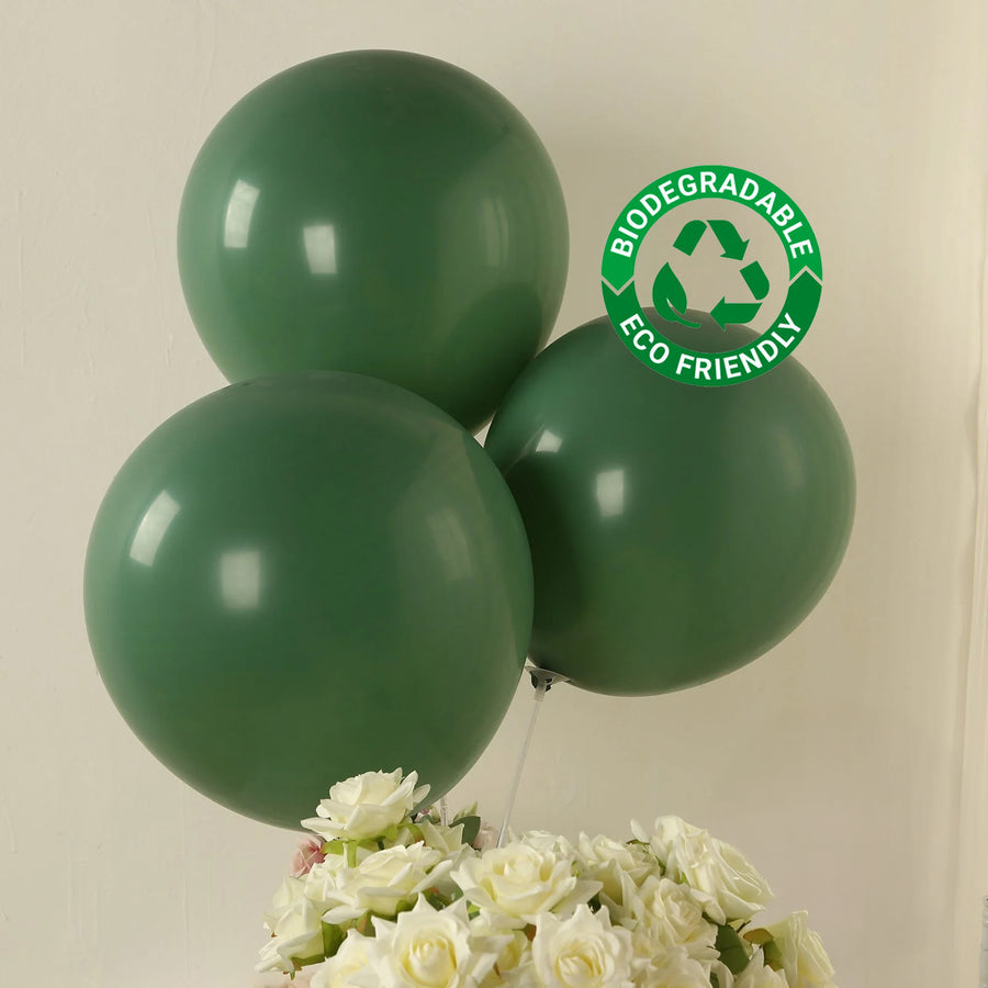 Green biodegradable balloons with eco-friendly label