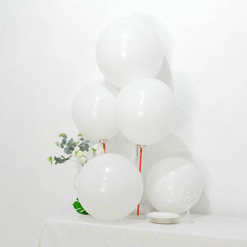 10 Pack 18" Matte Pastel White Helium or Air Latex Party Balloons