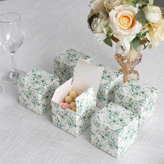 Create Unforgettable Memories with White Green Eucalyptus Leaves Print Favor Boxes Create Unforgettable Memories with White Green Eucalyptus Leaves Print Favor Boxes