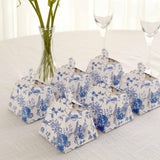 25 Pack White Blue Mini Teapot Party Favor Boxes with Chinoiserie Floral Print Gift Boxes