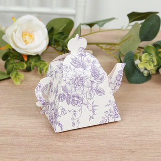 Mini Teapot Favor Boxes in Lavender French Toile Mini Teapot Favor Boxes in Lavender French Toile