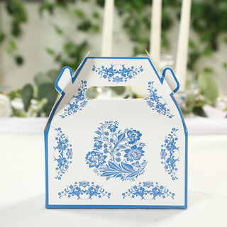 Elegant White & Royal Blue Damask Party Favor Boxes Elegant White & Royal Blue Damask Party Favor Boxes