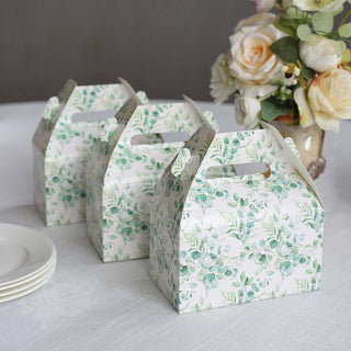 Elevate Your Event Decor with White Green Eucalyptus Leaves Print Treat Boxes Elevate Your Event Decor with White Green Eucalyptus Leaves Print Treat Boxes