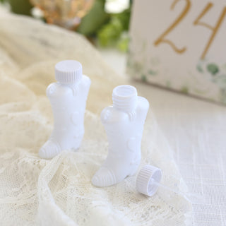 24 Pack | 3" White Cowboy Boot Bubbles Bridal Wedding Shower Favors