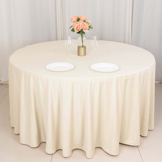 Versatile and Stylish Beige Premium Scuba Wrinkle-Free Round Tablecloth Versatile and Stylish Beige Premium Scuba Wrinkle-Free Round Tablecloth