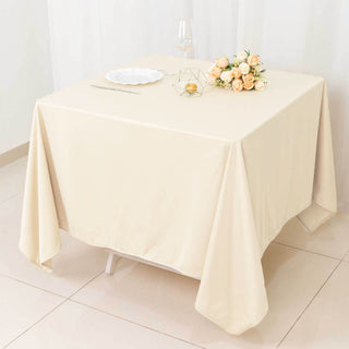 Beige Premium Scuba Wrinkle Free Square Tablecloth