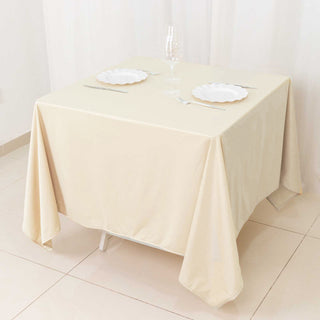 Beige Premium Scuba Wrinkle Free Square Tablecloth