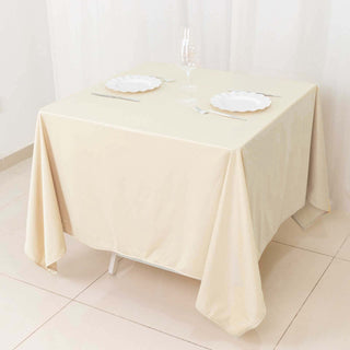Beige Premium Scuba Wrinkle Free Square Tablecloth Beige Premium Scuba Wrinkle Free Square Tablecloth
