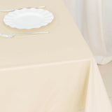 Beige Premium Scuba Wrinkle Free Square Tablecloth, Seamless Scuba Polyester Tablecloth
