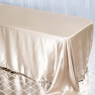 Beige Satin Seamless Rectangular Tablecloth