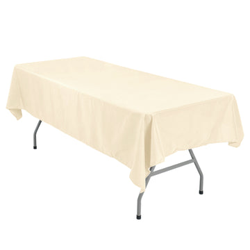 54"x96" Beige Seamless Polyester Linen Rectangle Tablecloth