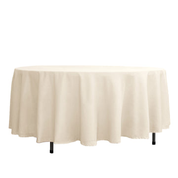 108" Beige Seamless Polyester Round Tablecloth