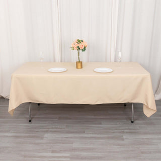 Elevate Your Event with the Beige Premium Polyester Rectangular Tablecloth Elevate Your Event with the Beige Premium Polyester Rectangular Tablecloth