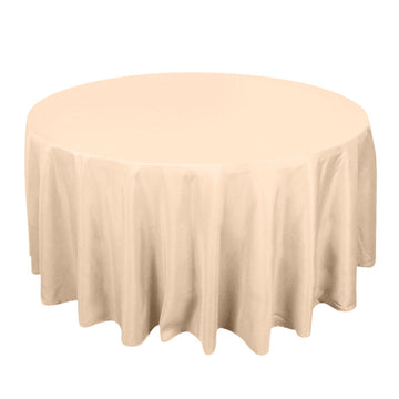 120" Beige Seamless Premium Polyester Round Tablecloth - 220GSM