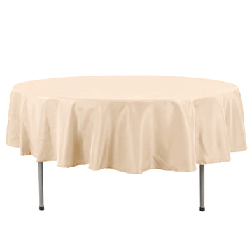 90" Beige Seamless Premium Polyester Round Tablecloth - 220GSM