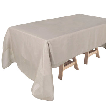 60"x126" Beige Seamless Rectangular Tablecloth, Linen Table Cloth With Slubby Textured, Wrinkle Resistant