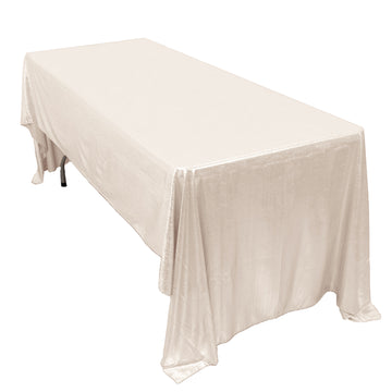 60"x126" Beige Shimmer Sequin Dots Polyester Tablecloth, Wrinkle Free Sparkle Glitter Table Cover