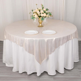 Beige Shimmer Sequin Dots Square Polyester Table Overlay Beige Shimmer Sequin Dots Square Polyester Table Overlay