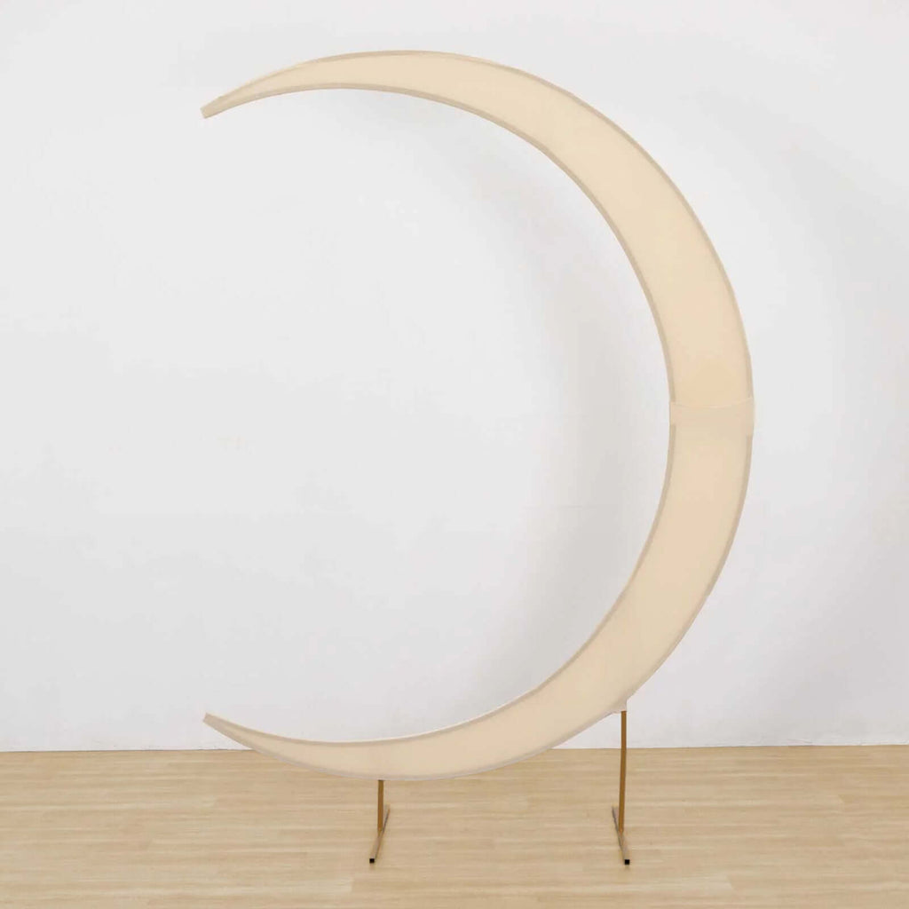 7.5ft Beige Spandex Crescent Moon Wedding Arch Cover, Custom Fitted Ch