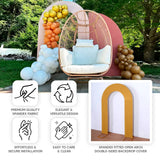 8ft Beige Spandex Fitted Open Arch Wedding Arch Cover, Double-Sided U-Shaped Backdrop Slipcover
