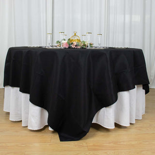Elevate Your Event Decor with the Black Polyester Table Overlay Elevate Your Event Decor with the Black Polyester Table Overlay